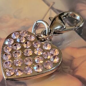 Heart Charm with Pink Crystals